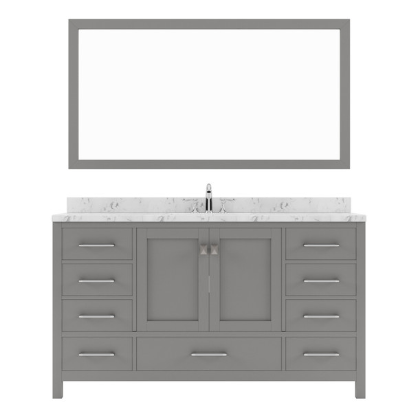 Virtu USA GD-50060-CMSQ-CG Caroline Avenue 60" Bath Vanity in Gray with Cultured Marble Quartz Top