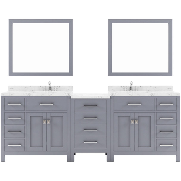 Virtu USA MD-2193-CMSQ-GR-001 Caroline Parkway 93" Bath Vanity in Gray with Cultured Marble Quartz Top