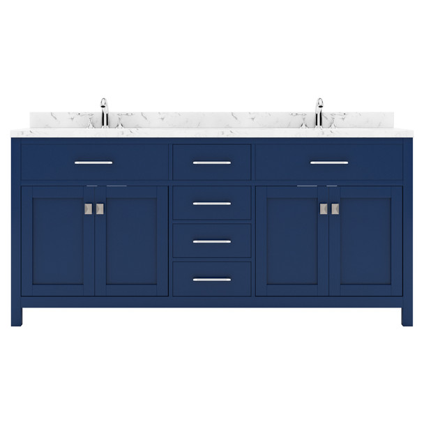 Virtu USA MD-2072-CMSQ-FB-NM Caroline 72" Bath Vanity in French Blue with Cultured Marble Quartz Top