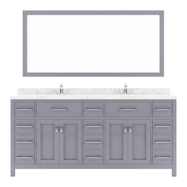 Virtu USA MD-2172-CMSQ-GR Caroline Parkway 72" Bath Vanity in Gray with Cultured Marble Quartz Top