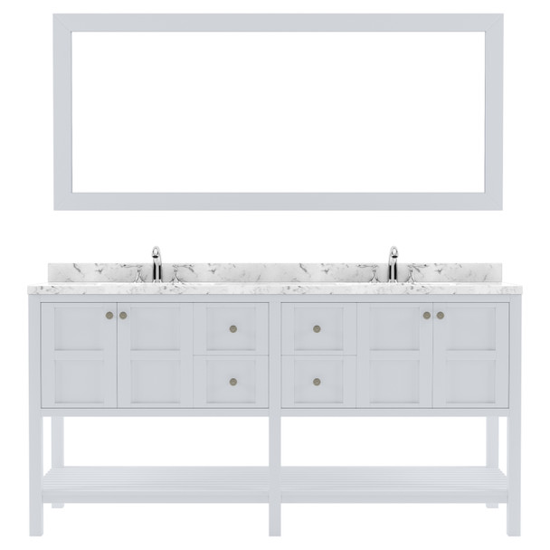 Virtu USA ED-30072-CMRO-WH-002 Winterfell 72" Bath Vanity in White with Cultured Marble Quartz Top and Sinks