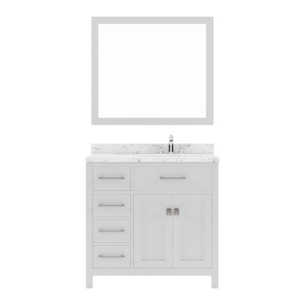 Virtu USA MS-2136L-CMRO-WH-001 Caroline Parkway 36" Bath Vanity in White with Cultured Marble Quartz Top