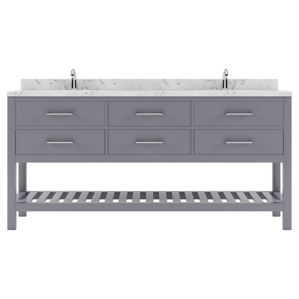 Virtu USA MD-2272-CMRO-GR-NM Caroline Estate 72" Bath Vanity in Gray with Cultured Marble Quartz Top