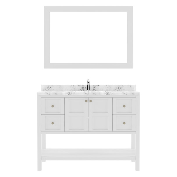 Virtu USA ES-30048-CMSQ-WH Winterfell 48" Bath Vanity in White with Cultured Marble Quartz Top and Sink