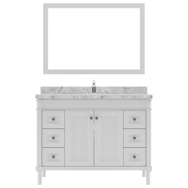 Virtu USA ES-40048-CMSQ-WH Tiffany 48" Single Bath Vanity in White with Cultured Marble Quartz Top and Sink