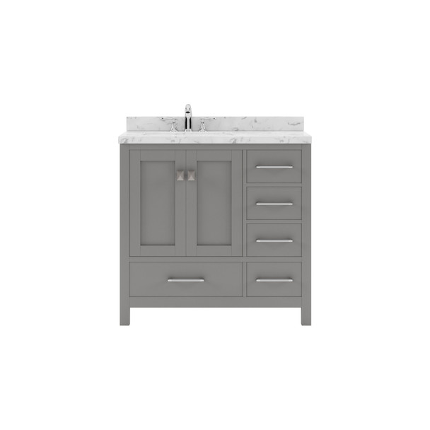 Virtu USA GS-50036-CMSQ-CG-NM Caroline Avenue 36" Bath Vanity in Cashmere Gray with Cultured Marble Quartz Top