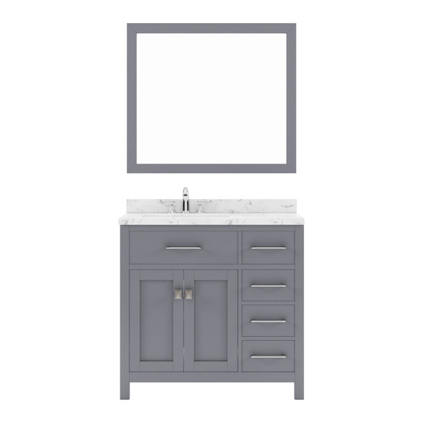 Virtu USA MS-2136R-CMSQ-GR-002 Caroline Parkway 36" Bath Vanity in Gray with Cultured Marble Quartz Top