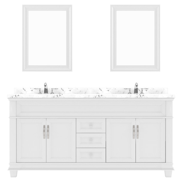 Virtu USA MD-2672-CMRO-WH-002 Victoria 72" Bath Vanity in White with Cultured Marble Quartz Top and Sinks