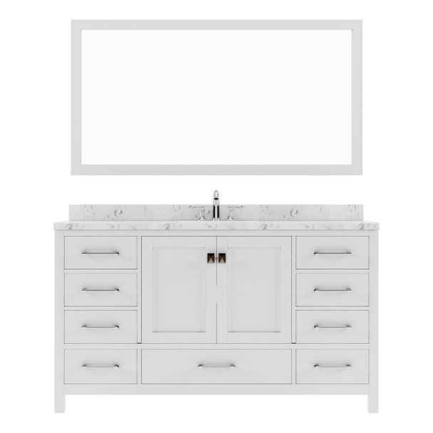 Virtu USA GD-50060-CMSQ-WH-002 Caroline Avenue 60" Bath Vanity in White with Cultured Marble Quartz Top