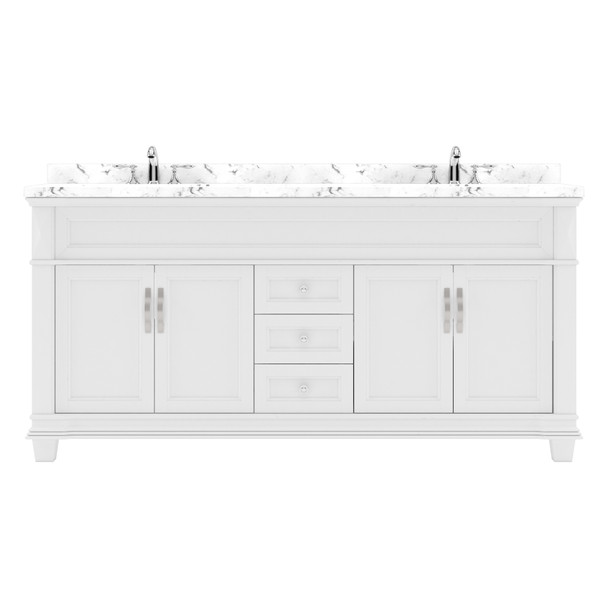 Virtu USA MD-2672-CMRO-WH-NM Victoria 72" Bath Vanity in White with Cultured Marble Quartz Top and Sinks