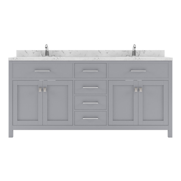 Virtu USA MD-2072-CMRO-GR-NM Caroline 72" Bath Vanity in Gray with Cultured Marble Quartz Top and Sinks