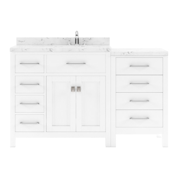 Virtu USA MS-2157L-CMSQ-WH-NM Caroline Parkway 57" Bath Vanity in White with Cultured Marble Quartz Top