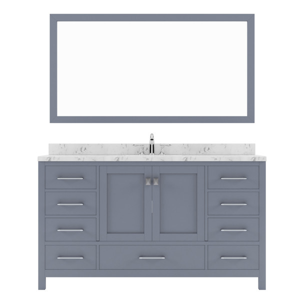 Virtu USA GD-50060-CMSQ-GR Caroline Avenue 60" Bath Vanity in Gray with Cultured Marble Quartz Top