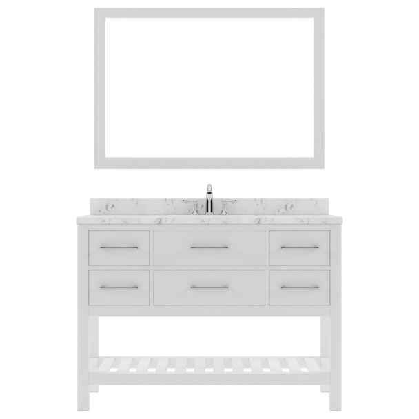 Virtu USA MS-2248-CMRO-WH-002 Caroline Estate 48" Bath Vanity in White with Cultured Marble Quartz Top