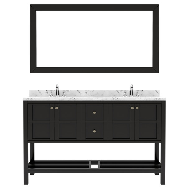 Virtu USA ED-30060-CMRO-ES Winterfell 60" Bath Vanity in Espresso with Cultured Marble Quartz Top and Sinks