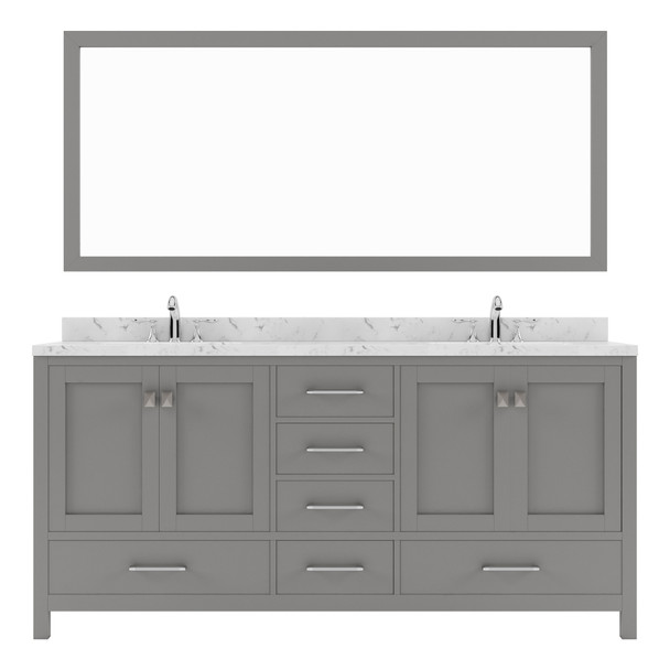 Virtu USA GD-50072-CMSQ-CG-002 Caroline Avenue 72" Bath Vanity in Gray with Cultured Marble Quartz Top