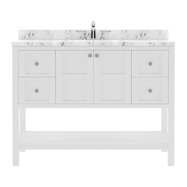 Virtu USA ES-30048-CMSQ-WH-NM Winterfell 48" Bath Vanity in White with Cultured Marble Quartz Top and Sink