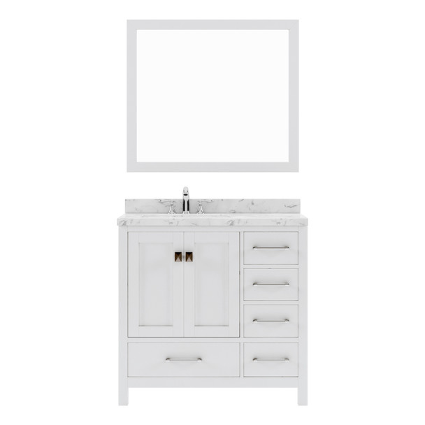 Virtu USA GS-50036-CMRO-WH-001 Caroline Avenue 36" Bath Vanity in White with Cultured Marble Quartz Top