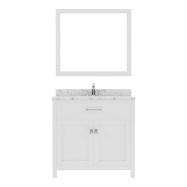 Virtu USA MS-2036-CMRO-WH Caroline 36" Bath Vanity in White with Cultured Marble Quartz Top and Sink