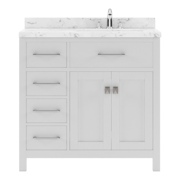 Virtu USA MS-2136L-CMRO-WH-NM Caroline Parkway 36" Bath Vanity in White with Cultured Marble Quartz Top