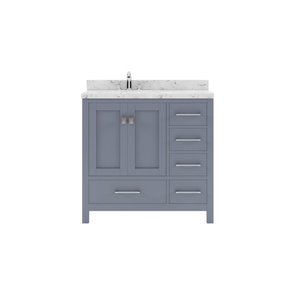 Virtu USA GS-50036-CMSQ-GR-NM Caroline Avenue 36" Bath Vanity in Gray with Cultured Marble Quartz Top and Sink