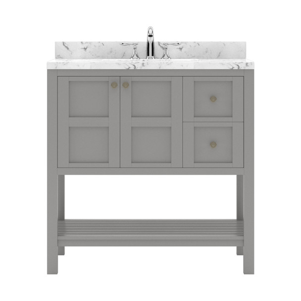 Virtu USA ES-30036-CMRO-GR-NM Winterfell 36" Bath Vanity in Gray with Cultured Marble Quartz Top and Sink