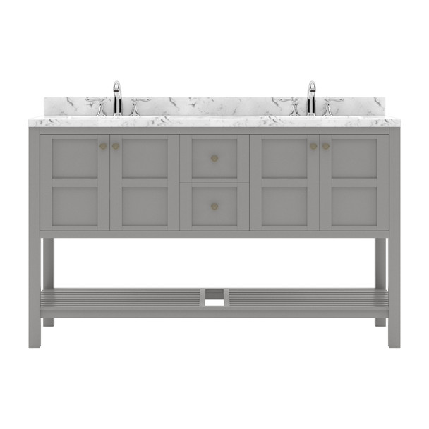 Virtu USA ED-30060-CMSQ-GR-NM Winterfell 60" Bath Vanity in Gray with Cultured Marble Quartz Top and Sinks