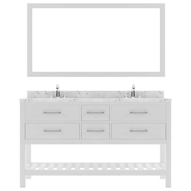 Virtu USA MD-2260-CMSQ-WH-010 Caroline Estate 60" Bath Vanity in White with Cultured Marble Quartz Top