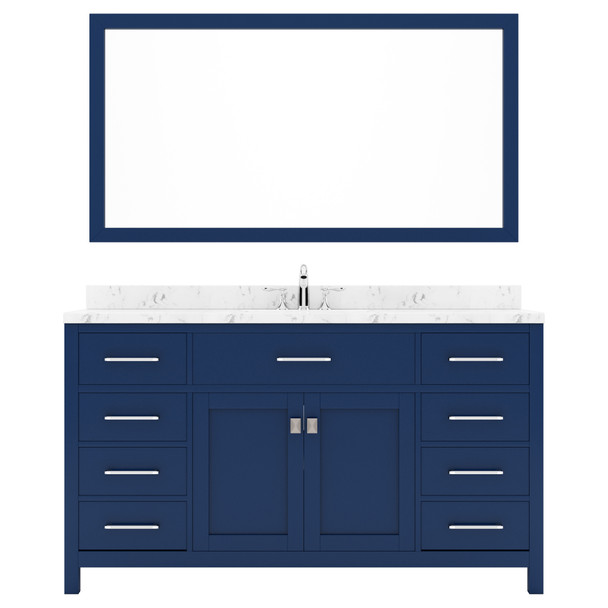 Virtu USA MS-2060-CMSQ-FB-001 Caroline 60" Bath Vanity in French Blue with Cultured Marble Quartz Top and Sink