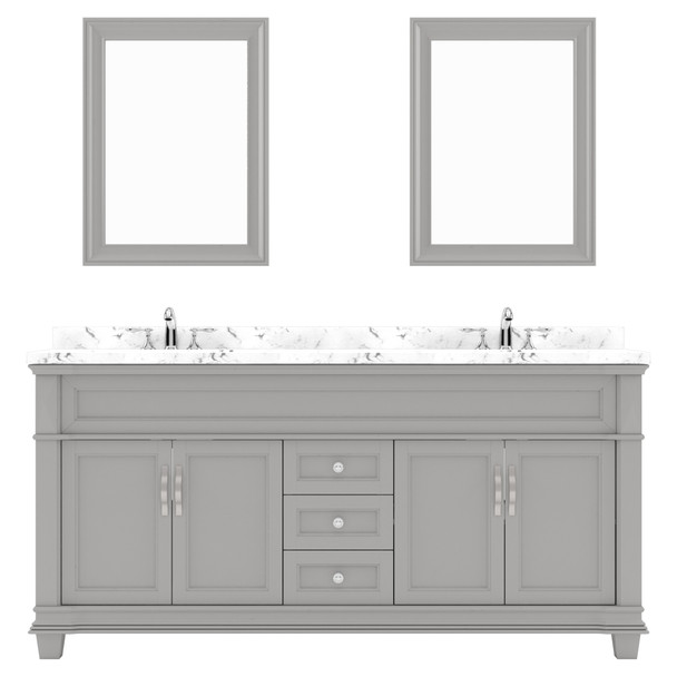 Virtu USA MD-2672-CMRO-GR-001 Victoria 72" Bath Vanity in Gray with Cultured Marble Quartz Top and Sinks