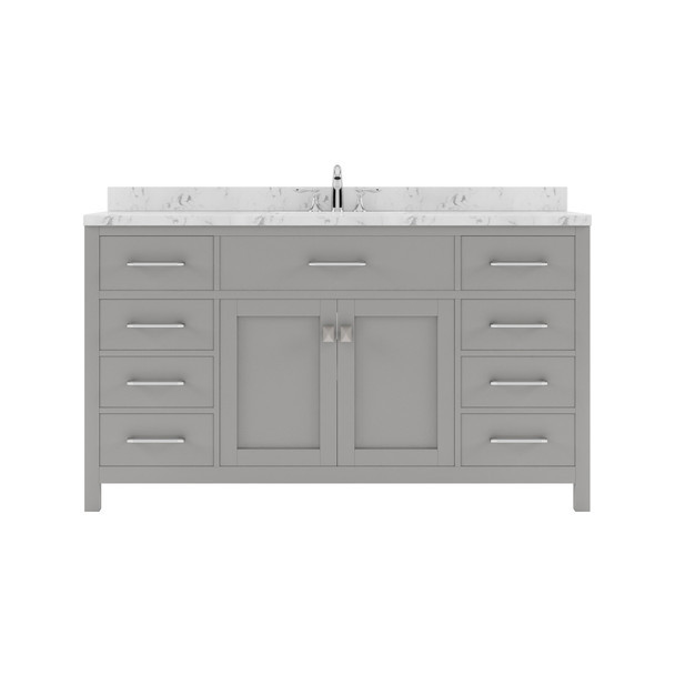 Virtu USA MS-2060-CMRO-CG-NM Caroline 60" Bath Vanity in Cashmere Gray with Cultured Marble Quartz Top