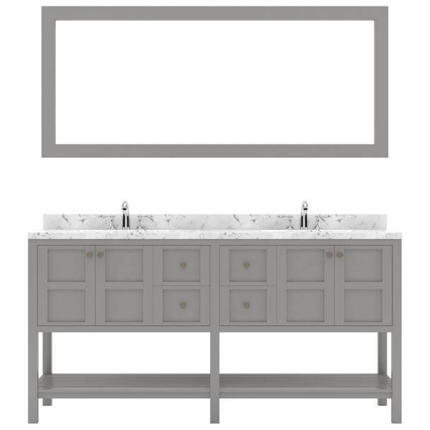 Virtu USA ED-30072-CMSQ-GR Winterfell 72" Bath Vanity in Gray with Cultured Marble Quartz Top and Sinks