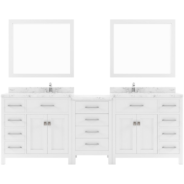 Virtu USA MD-2193-CMSQ-WH-002 Caroline Parkway 93" Bath Vanity in White with Cultured Marble Quartz Top