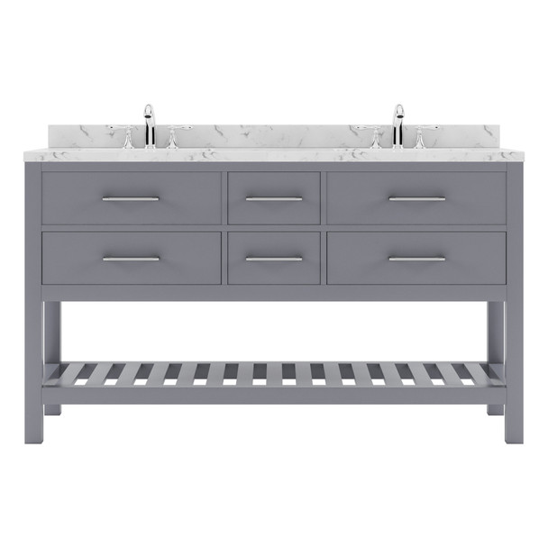 Virtu USA MD-2260-CMRO-GR-NM Caroline Estate 60" Bath Vanity in Gray with Cultured Marble Quartz Top