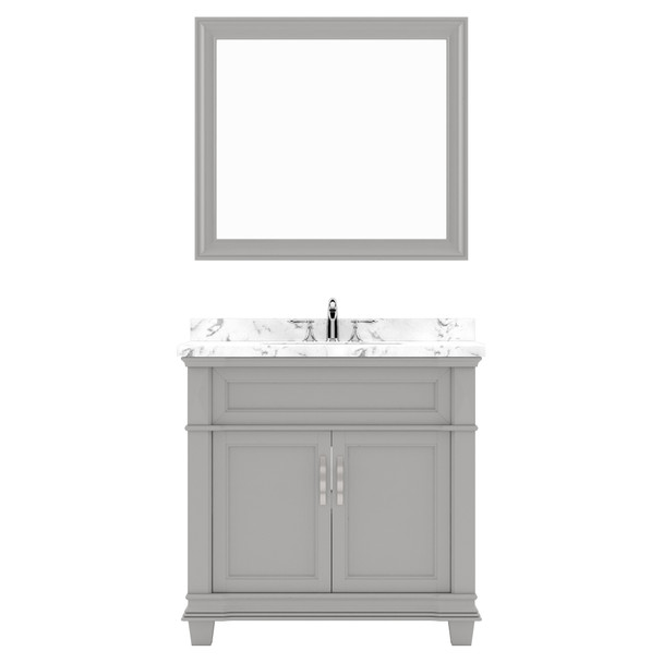 Virtu USA MS-2636-CMRO-GR-001 Victoria 36" Single Bath Vanity in Gray with Cultured Marble Quartz Top and Sink