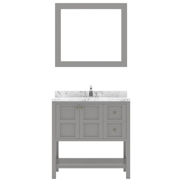 Virtu USA ES-30036-CMSQ-GR-001 Winterfell 36" Bath Vanity in Gray with Cultured Marble Quartz Top and Sink
