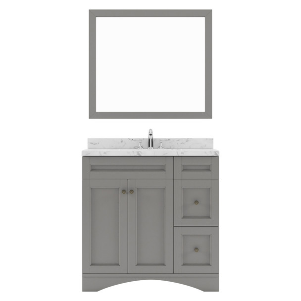 Virtu USA ES-32036-CMSQ-GR Elise 36" Single Bath Vanity in Gray with Cultured Marble Quartz Top and Sink