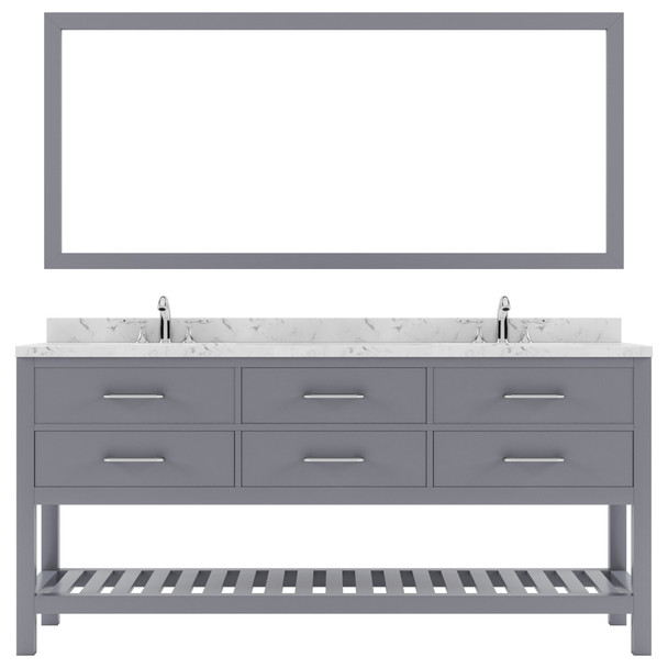 Virtu USA MD-2272-CMSQ-GR-011 Caroline Estate 72" Bath Vanity in Gray with Cultured Marble Quartz Top