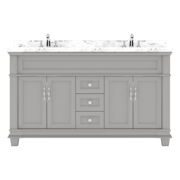 Virtu USA MD-2660-CMRO-GR-NM Victoria 60" Bath Vanity in Gray with Cultured Marble Quartz Top and Sinks