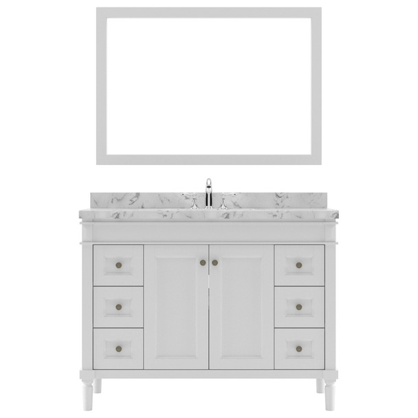 Virtu USA ES-40048-CMRO-WH-001 Tiffany 48" Single Bath Vanity in White with Cultured Marble Quartz Top and Sink