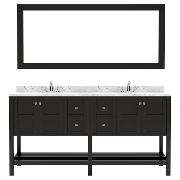 Virtu USA ED-30072-CMRO-ES Winterfell 72" Bath Vanity in Espresso with Cultured Marble Quartz Top and Sinks