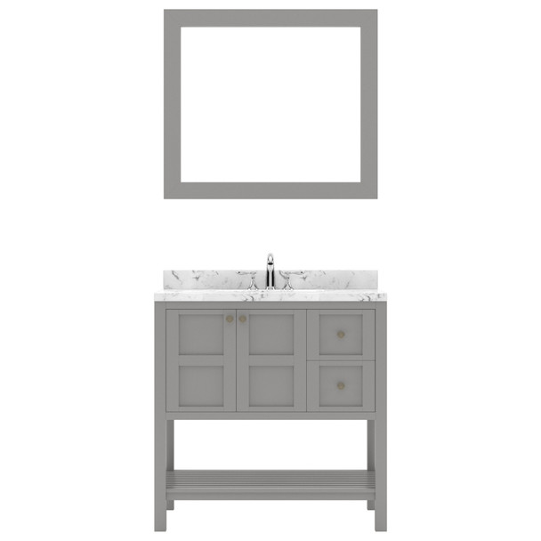 Virtu USA ES-30036-CMRO-GR Winterfell 36" Bath Vanity in Gray with Cultured Marble Quartz Top and Sink