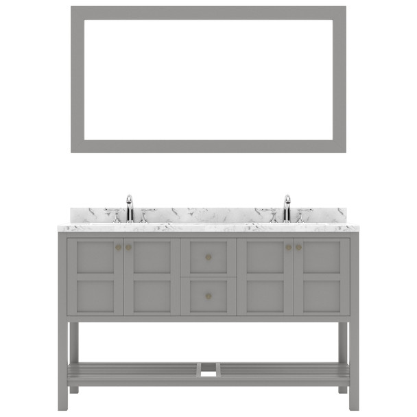 Virtu USA ED-30060-CMRO-GR Winterfell 60" Bath Vanity in Gray with Cultured Marble Quartz Top and Sinks