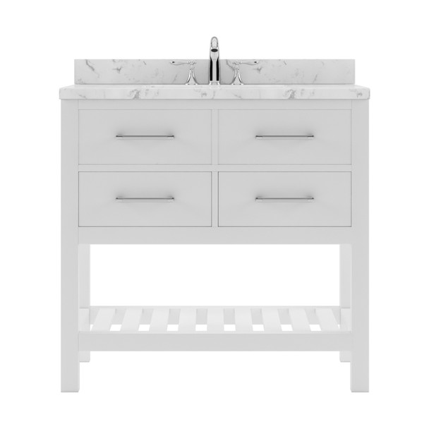 Virtu USA MS-2236-CMSQ-WH-NM Caroline Estate 36" Bath Vanity in White with Cultured Marble Quartz Top