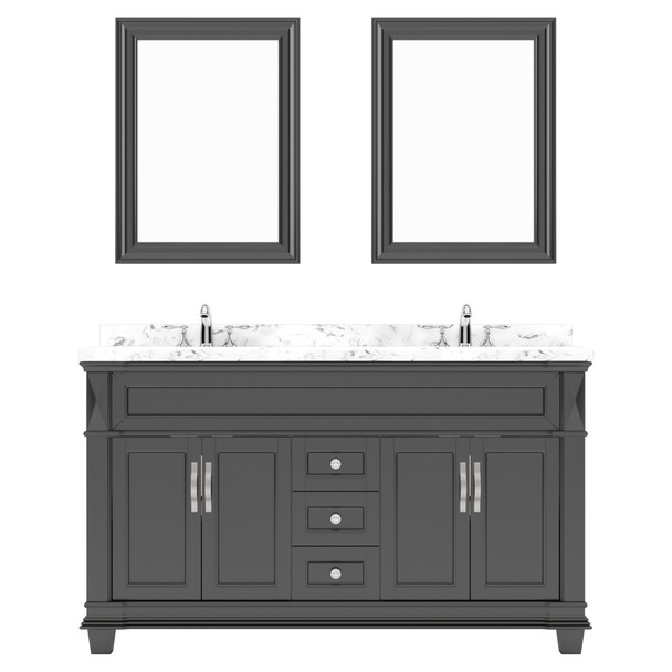 Virtu USA MD-2660-CMRO-ES Victoria 60" Bath Vanity in Espresso with Cultured Marble Quartz Top and Sinks