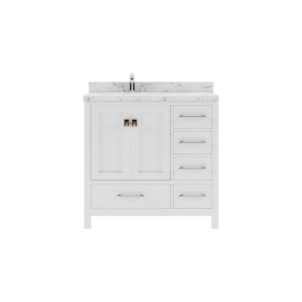 Virtu USA GS-50036-CMSQ-WH-NM Caroline Avenue 36" Bath Vanity in White with Cultured Marble Quartz Top