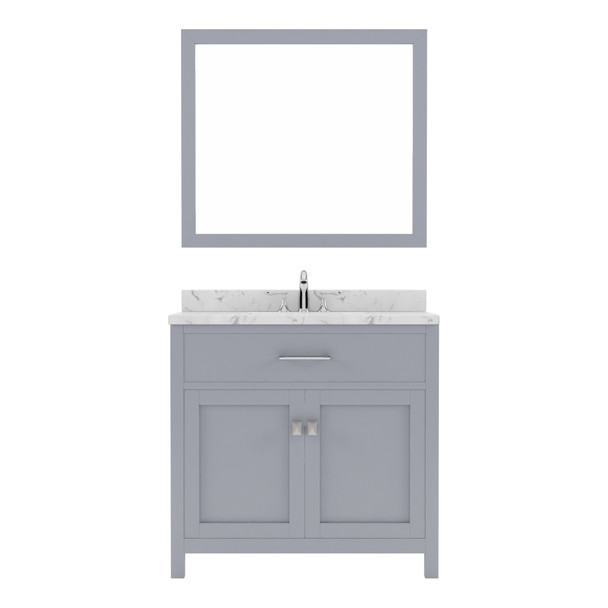 Virtu USA MS-2036-CMRO-GR-001 Caroline 36" Single Bath Vanity in Gray with Cultured Marble Quartz Top and Sink