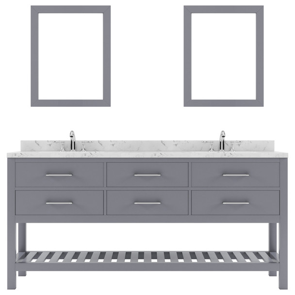 Virtu USA MD-2272-CMSQ-GR Caroline Estate 72" Bath Vanity in Gray with Cultured Marble Quartz Top