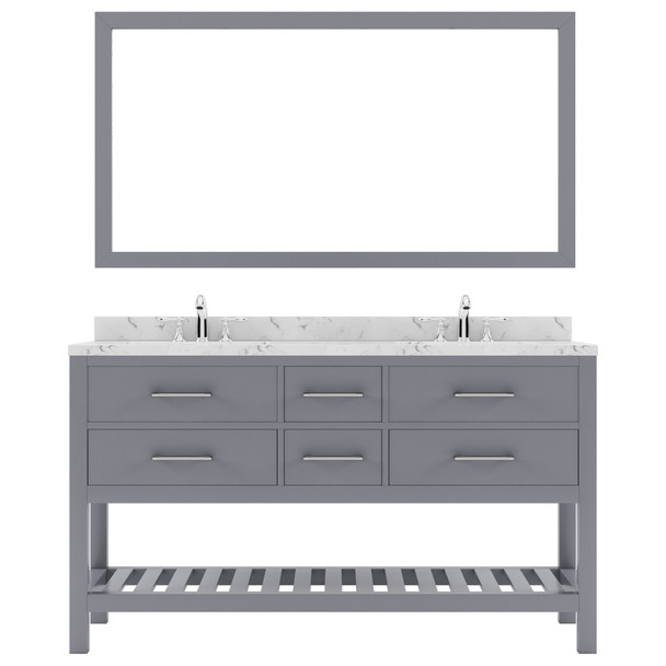 Virtu USA MD-2260-CMSQ-GR-010 Caroline Estate 60" Bath Vanity in Gray with Cultured Marble Quartz Top