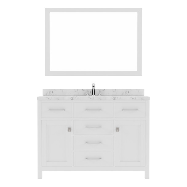 Virtu USA MS-2048-CMRO-WH-001 Caroline 48" Bath Vanity in White with Cultured Marble Quartz Top and Sink